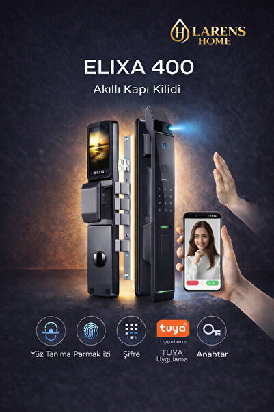 Larens ELİXA F7 Pro Akıllı Kapı Kilidi – Yüz Tanıma, Parmak İzi, Şifre, Kart ...