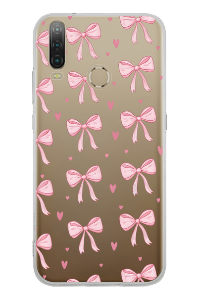 FLAMENKO حافظة هاتف شفافة بنمط فيونك وردي متوافقة مع جهاز General Mobile GM 10