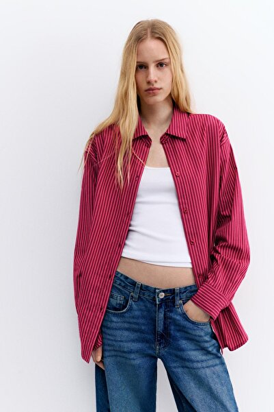 Pull & Bear Çizgili poplin gömlek