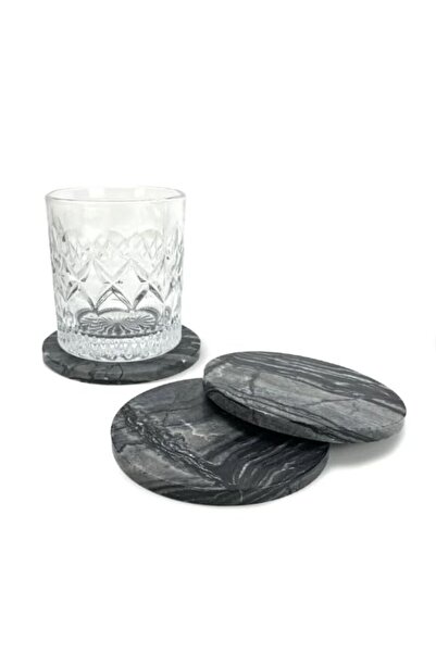 Generic Set of 4 Round Marble Coaster, 10cm Dia and 1cm thick