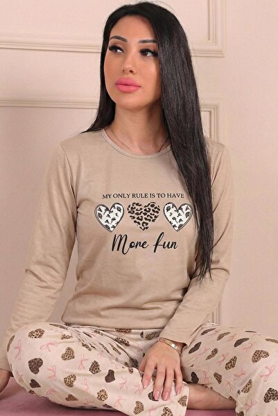 Niket Life Γυναικείο σετ πιτζάμες από χτενισμένο βαμβάκι με γραφή More Fun κα...
