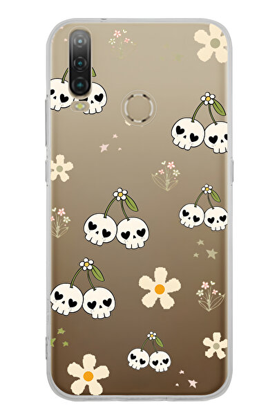 FLAMENKO حافظة هاتف شفافة بنمط جمجمة الكرز متوافقة مع جهاز General Mobile GM 10