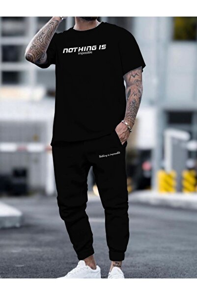 EFFRENATU Unisex Letter Printed T-Shirt – Round Neck, Short Sleeve, Casual Set