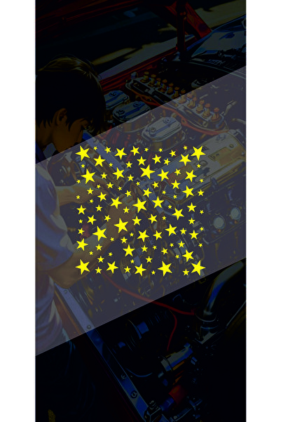sticker Yıldız 25x25Cm Kelbek Cam Desen Kaplama Araba-Oto-Motor-Kask Hologram...