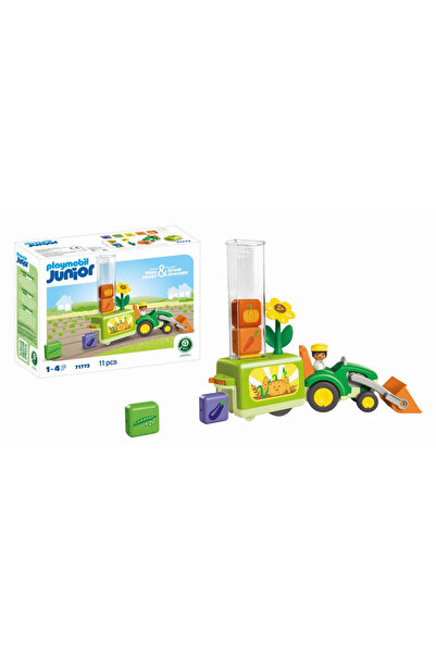 Playmobil Junior dezvoltare prin joaca Tractor cu incarcatura si semanatoare
