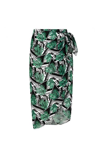 josef mariyy Women's Green Tropical Patterned Tie-Up Pareo – Beach & Bikini T...