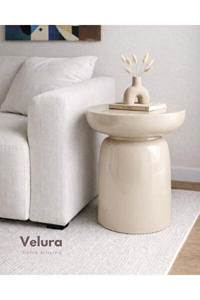 Velura Home & Living Fargo Mantar Yan Sehpa - Krem