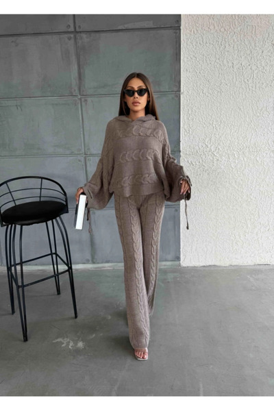 My Bee Women's 2-Piece Knitted Set, Oversized Sweater and Elegant Flared Long...
