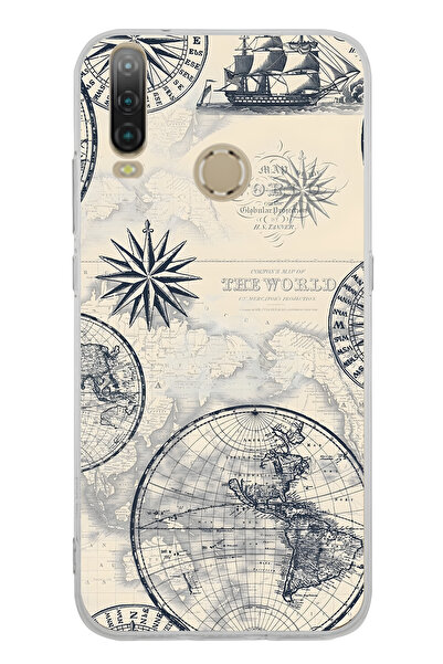 FLAMENKO حافظة هاتف شفافة بنمط خريطة العالم والبوصلة متوافقة مع جهاز General ...