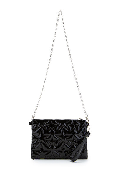 minebag Γυναικεία τσάντα Star Stitched Clutch Star από μαύρο λουστρίνι
