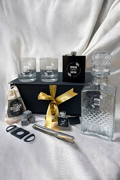 hediyemen Ultimate Luxury Kişiye Özel Viski Şişesi & Bardak Seti – Özel Sunumlu Lüks Kutuda