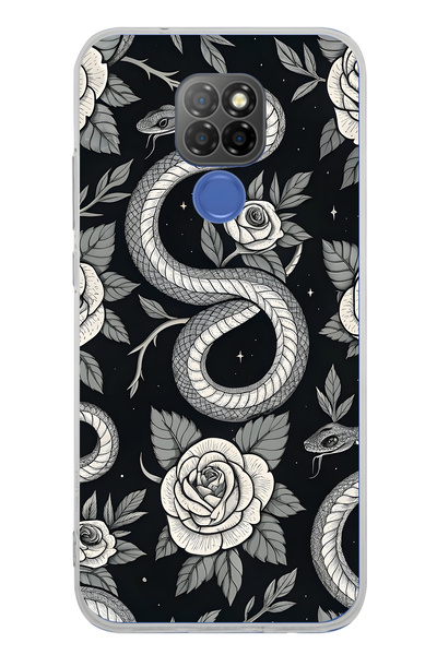 FLAMENKO حافظة هاتف شفافة بنمط الوردة السوداء والثعبان متوافقة مع جهاز Genera...