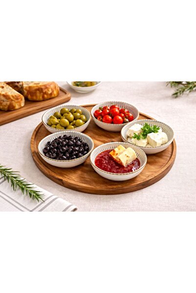 HOMENESS 6’lı Gold Çizgili 13x13 Cm Seramik Kahvaltılık Kase Seti