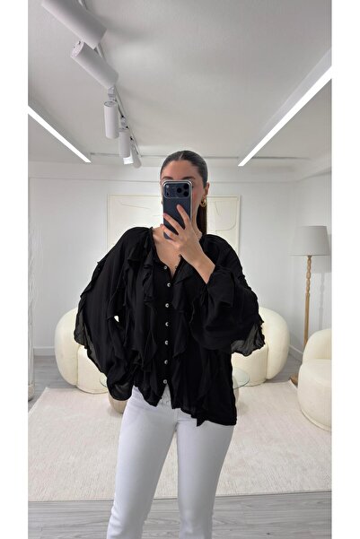 LUUNA STORE Hera Ruffled Detail Blush - Black