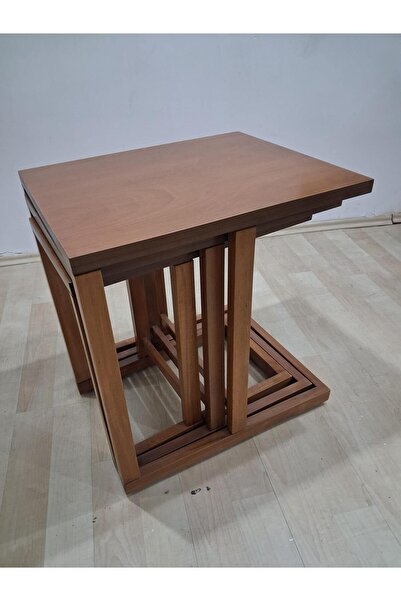 Bengi Ankara Mobilya Zigon Sehpa 90588 Ilgz C Dörtlü Lake Ceviz Kayın Tekerle...