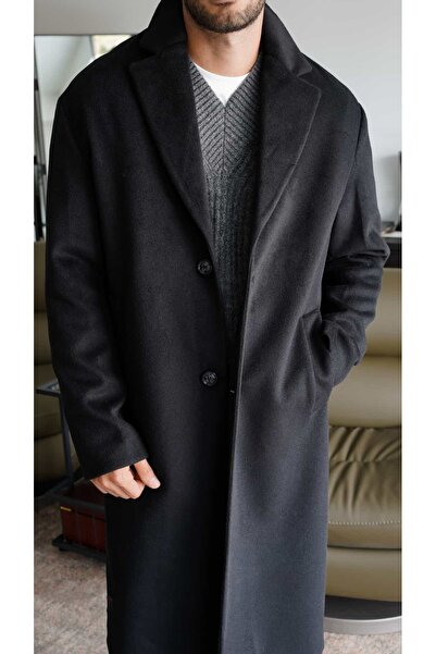 Atelier Old Money  Wool Blend Classic Overcoat Siyah Kaban FW5822