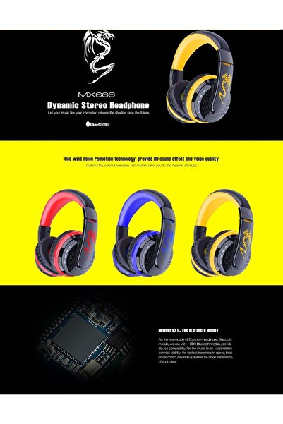 OVLENG mx666 Wireless Bluetooth V4.0 Headphones - BLUE