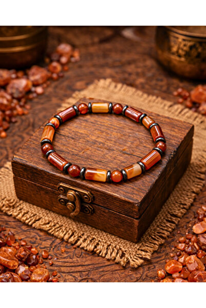 SUFİ TESBİH & ESANS VE HEDİYELİK Agate Stone Bracelet – Orange Red Agate Cyli...