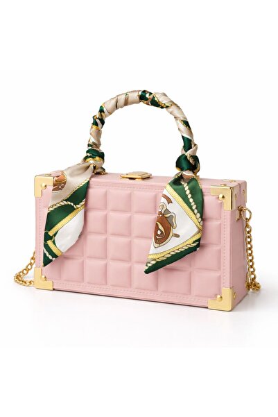 ZERVA QUEEN Gold Metal Cornered Quilted Box Bag – Women's Shoulder Bag with S...