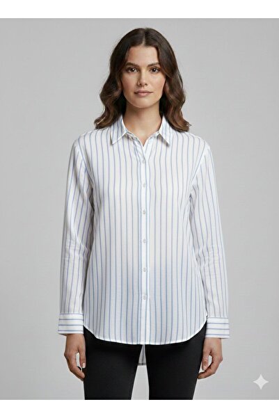 Mess Trend Tarzınla Fark Yarat Blue Line Striped Shirt