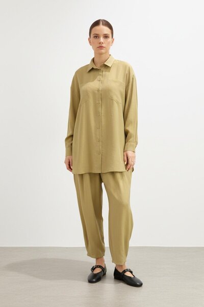 Puane Casual Shirt and Pants Set Olive 14442