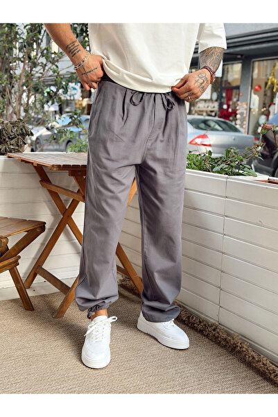 manch collection Tie-Cuff Gabardine Trousers Smoked