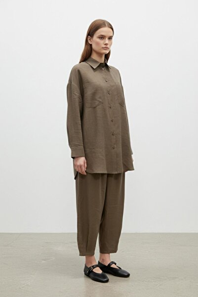 Puane Casual Shirt and Pants Set Brown 14442