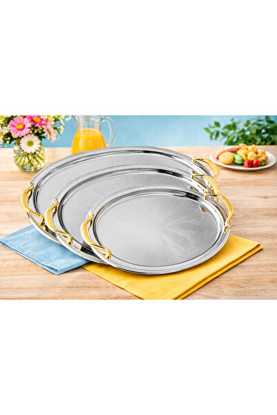 Dania Luxury metal serving tray set | Elegant design in three sizes for sophi...