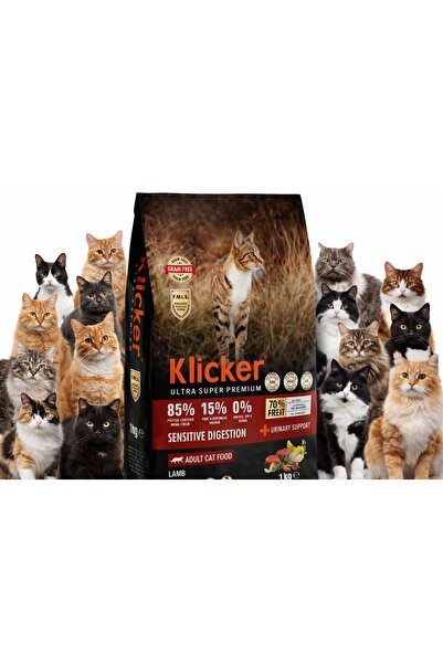 klicker YETİŞKİN KEDİ KURU MAMASI SENSITIVE KUZULU 1 KG