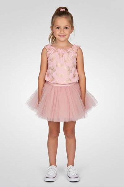 Limited Too طقم بناتي مكون من قطعتين، بلوزة بدون أكمام وتنورة توتو مطبوعة بال...