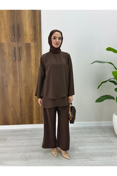NS Moda Hijab Signature Set Brown-Model 565
