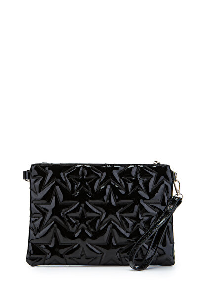 minebag Star Stitched Clutch Star Women's Bag Black Patent Leather
