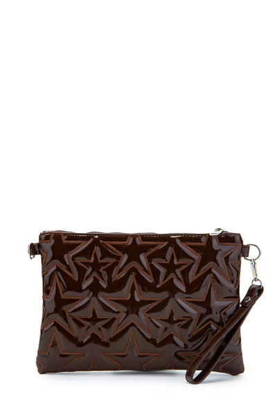 minebag Star Stitched Clutch Star Women's Bag Brown Patent Leather