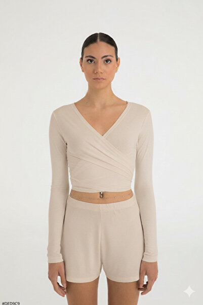 SHEISMONO Ultra mekana bluza sa detaljima kravate bež