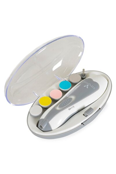 Cangaroo Electric Nail File for Babies and Adults, Nailina Grey, 6 Heads, LED