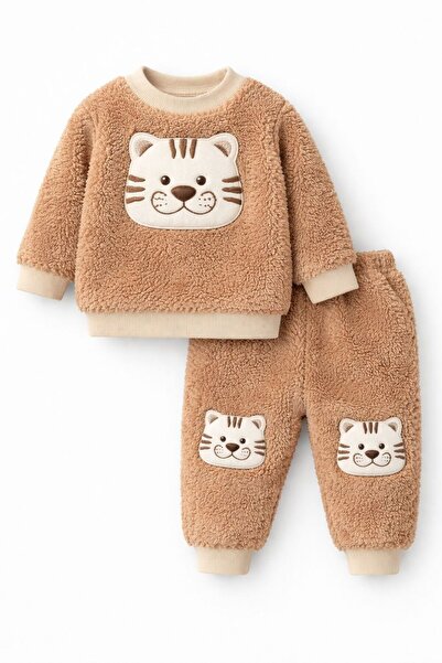 ozbaby.com Kışlık Peluş Bebek Takımı Kedi Figürlü – Yumuşak Welsoft Polar, Sı...