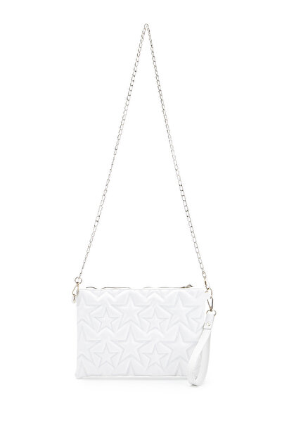 minebag Γυναικεία τσάντα από συνθετικό δέρμα Star Stitched Clutch Star Λευκή
