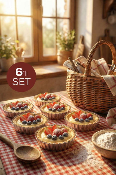 Vienev Large Size Set of 6 Metal Serrated Tartlet and Portion Cake Molds