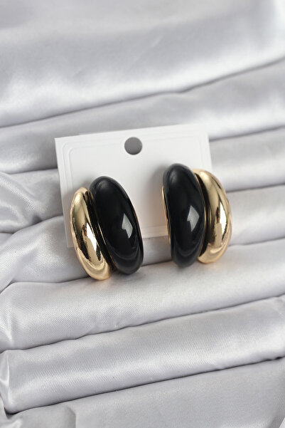 Skygo Ieg ™   Damla Model Black Vintage Gold Color Women's Earrings - Tj-Bkp1...