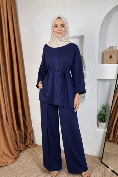 BEYAZTOPTAN Oy$Ho Fabric Sleeved, Folded Waist, Tie-Up Tunic Set
