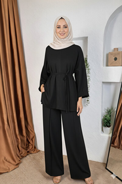 BEYAZTOPTAN Oy$Ho Fabric Sleeved, Folded Waist, Tie-Up Tunic Set