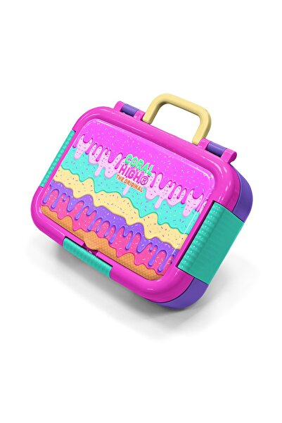 Coral High Παιδικό κουτί γεύματος από ανοξείδωτο ατσάλι με ροζ πολύχρωμο σχέδ...