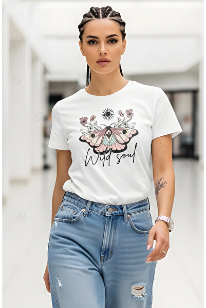PARUNIV Wild Soul women's t-shirt, Butterfly, easy to match, casual, Drapey