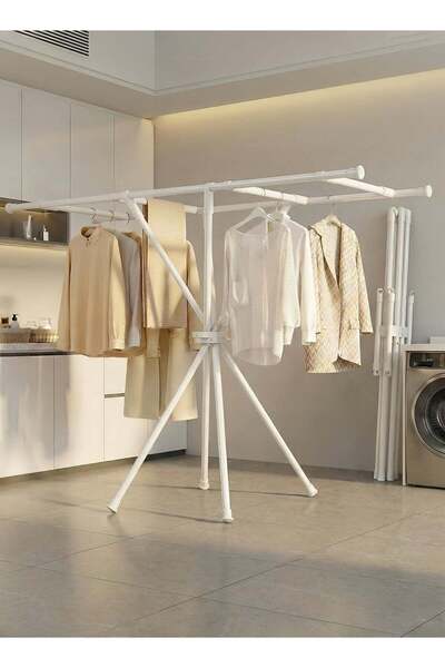 Taimi Foldable Clothes Drying Rack–Heavy-Duty Carbon Steel Double Pole Drying...