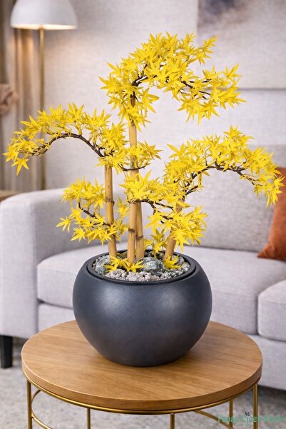Yapay Çiçek Sitesi Antrasit Küre Saksıda Modern Minimal Tasarım Yapay Bonsai ...