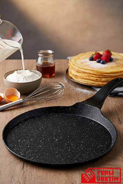 GUGGA Kreppa - Döküm Alüminyum Pankek ve Krep Tava Düz - Siyah 26 cm