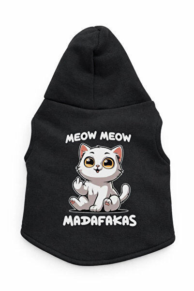 AYDESİGN Meow Meow Madafakas Baskılı Pamuklu Kedi Köpek Kıyafeti