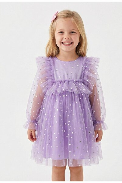 penu baby kids Rochie pentru fetițe cu mâneci lungi din tul, cu volane în faț...