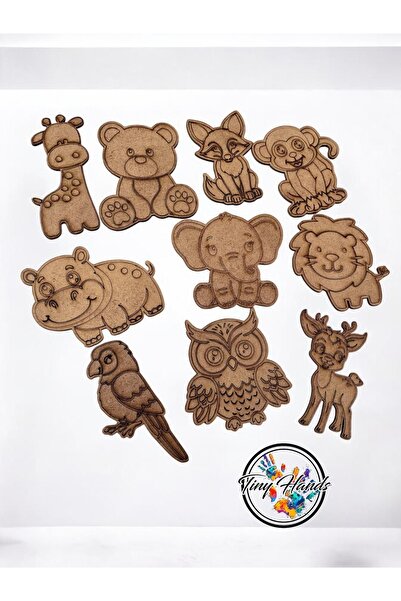 tiny hands Ahşap Boyama Figürleri Orman Hayvanları 10Adet Ahşap Figür Atölye ...