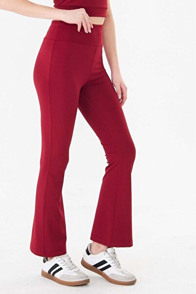 Sortie Women's Spanish Leggings High Waist Tights Burgundy